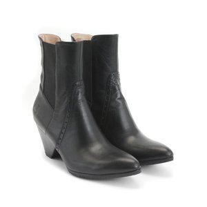 John Fluevog Slip-on INTENT BROGUED MID-HEIGHT CHELSEA BOOTS; Black, size 6.5